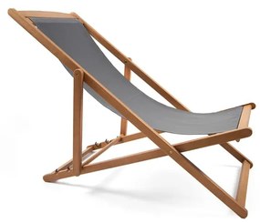 Sivé skladacie záhradné ležadlo z akáciového dreva Bonami Essentials Deck