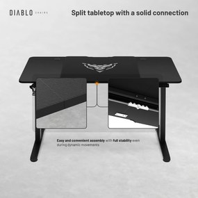 Výškovo nastaviteľný stôl Diablo X-Tensio 1400 čierny