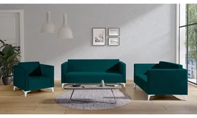 Sedacia súprava Denim 3+2+1, Dostupné poťahy: Solo 263, Farby nožičiek: biely lesk