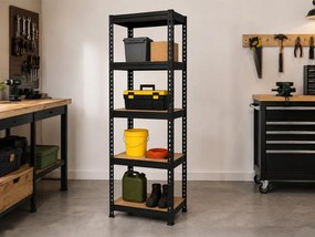 Regál 183x40x40 cm lakovaný 5-policový, nosnosť 875 kg, RIVET - čierny