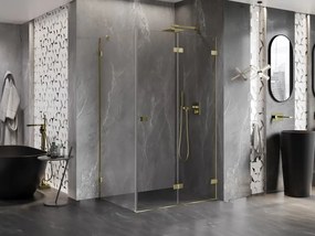 Mexen Lunar-F, 1-krídlový sprchový kút so skladacími dverami, pravý, 95 x 80 cm, 8mm číre sklo, zlatý lesklý profil, 836-095-080-50-00-P
