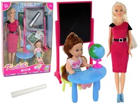 Lean Toys Bábika učiteľka s blond vlasmi a malou bábikou
