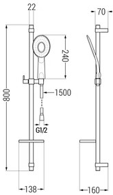 Mexen sprchový set DQ73, chróm, 785734581-00