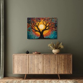 Sklenený obraz - Slnko v korune stromu života (70x50 cm)
