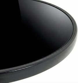 Okrúhly záhradný stôl so sklenenou doskou ISLAND BLACK 60 cm, čierny