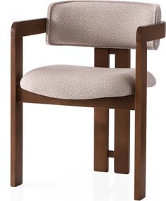 Čalouněná jídelní židle CO z masivu krémová/ořech