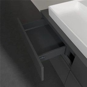 VILLEROY &amp; BOCH Collaro závesná skrinka pod umývadlo na dosku (umývadlo v strede), 4 zásuvky, s LED osvetlením, 1200 x 500 x 548 mm, Glossy Grey, C091B0FP