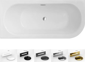 Besco Akrylátová asymetrická vaňa Avita Slim Plus 150x75, s prepadom BESCO-Typ výpuste: Alcaplast Click-Clack so štrbinovým prepadom, grafit, BESCO-R…