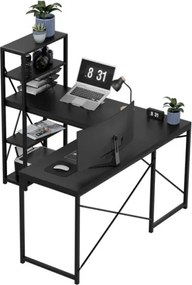 Rohový pracovný stôl s policami Leader 5.9 čierny