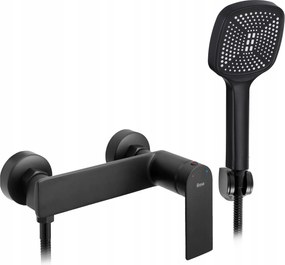 Rea Storm, nástenná sprchová batéria s ručnou sprchovou sadou, čierna matná, REA-B8033