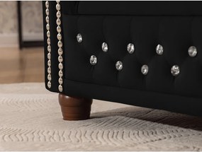 Čierna zamatová rozkladacia rohová pohovka (pravý roh/do L) York Blik – Ropez