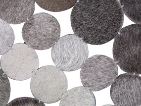 Okrúhly kožený koberec ⌀ 140 cm sivý HILVAN Beliani