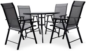 Záhradný jedálenský set Capri 100 cm + 4x kovová stolička Solano