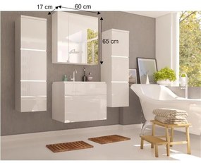 Biela skrinka so zrkadlom MASON WH14, vysoký lesk HG