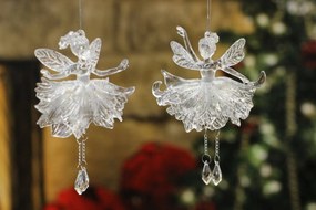 Ľadovo biele vianočné ozdoby baletky 2ks 15cm