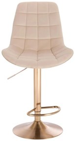 LuxuryForm DESIGN Barová stolička PARIS VELUR na zlatom tanieri - krémová