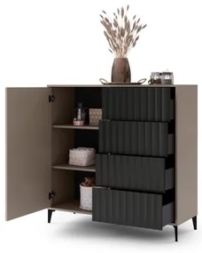 Komoda s zásuvkami RONJA taupe/čierna