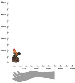 Záhradná figúrka z polyesterovej živice Rooster, 11,4 cm, viacfarebná