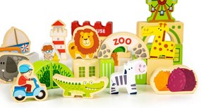 Drevené vzdelávacie kocky, mestská ZOO, 120 ks