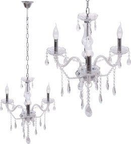 Toolight - Krištáľový závesný luster 3xE14 60W 300752, strieborná, OSW-04601