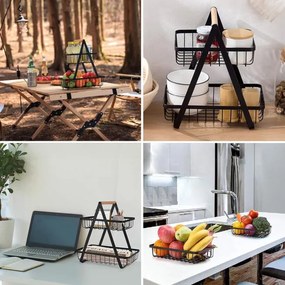 Košík na ovocie PULOS 2 úrovne čierny