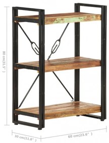 vidaXL Knižnica s 3 policami 60x30x80 cm recyklovaný masív-