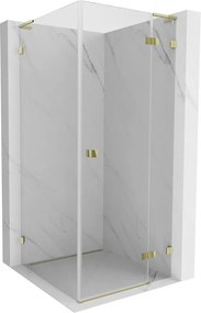 Mexen Lunar L, 1-krídlový sprchový kút, pravý, 100 x 100 cm, 8mm číre sklo, zlatý lesklý profil, 834L-100-100-50-00-P
