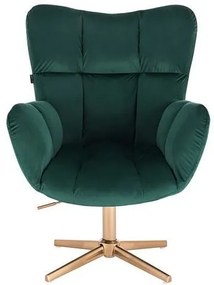 LuxuryForm DESIGN Kreslo AURORA VELUR na zlatom kríži - zelené