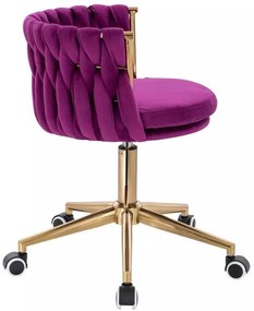 LuxuryForm DESIGN Stolička LYON VELUR na zlatej podstave s kolieskami - fuchsia