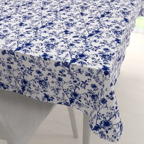 Biante Bavlnený obdĺžnikový obrus Sandra SA-639 Modré kvety na bielom 100x140 cm