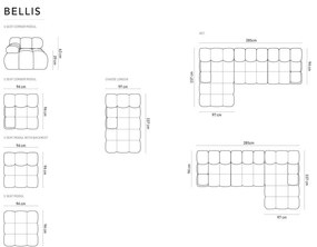 Čierna zamatová pohovka 285 cm Bellis – Micadoni Home