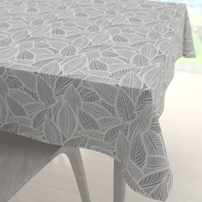 Biante Veľký dekoračný štvorcový obrus Leona LN-169 Biele listy na sivom 260x260 cm