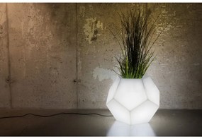 Biely záhradný kvetináč Alma s osvetlením