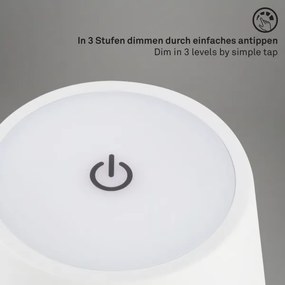 Brilo - LED nabíjateľná dotyková stolná lampa KIKI LED/2,6W/5V IP44 2600 mAh biela