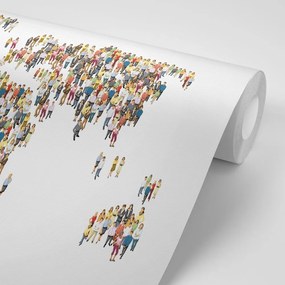 Samolepiaca tapeta mapa sveta pozostávajúca z ľudí - 225x150