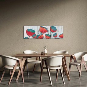 Obraz - Vlčie maky - petrolej (s hodinami) (90x30 cm)