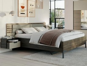 Posteľ s nočnými stolikmi Barea 180x200, béžová/dub atlantic
