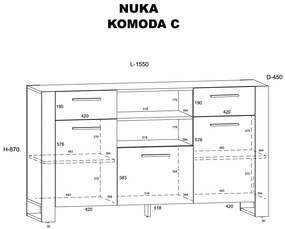 Komoda Nulakka C (dub grande). Akcia -20%. Vlastná spoľahlivá doprava až k Vám domov. 1124970