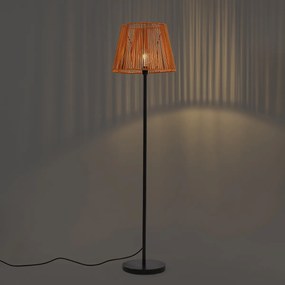 Vonkajšia stojaca lampa čierna s oranžovým lanovým tienidlom IP44 - Virginia Jayla