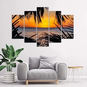 Obraz na plátně pětidílný Pláž Mořský písek Západ slunce - 100x70 cm