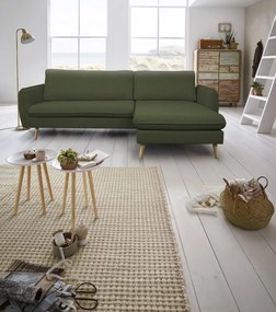 Rohová sedačka Salma, tmavo zelená látka, univerzálna pravá/ľavá