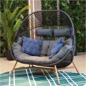 MI Dvojité ratanové kreslo HOLAND čierne