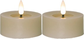 STAR TRADING Čajová LED sviečka Flamme Beige 7 cm – set 2 ks