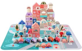 LEAN TOYS Sada drevených kociek Puzzle City - 115 ks