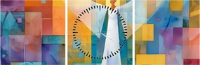 Obraz - Geometrický anjel (s hodinami) (90x30 cm)