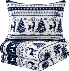Obliečky mikroplyš WINTER DEER VELVET modré