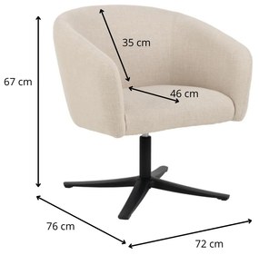 Otočné lounge křeslo Ramsey krémové