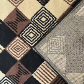 Koberec s geometrickým vzorom Alfa 17 – hnedá, béžová, čierna Rozmer: 60x100 cm