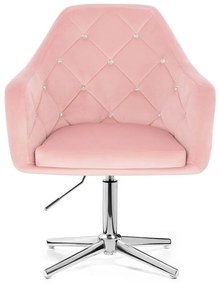LuxuryForm DESIGN Kreslo ROMA VELUR na striebornom kríži - svetlo ružové