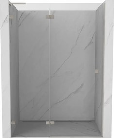 Mexen, Mexen Lunar L Otočné ľavé sprchové dvere 130 cm, transparentné, brúsený nikel - 834L-130-000-97-00-L